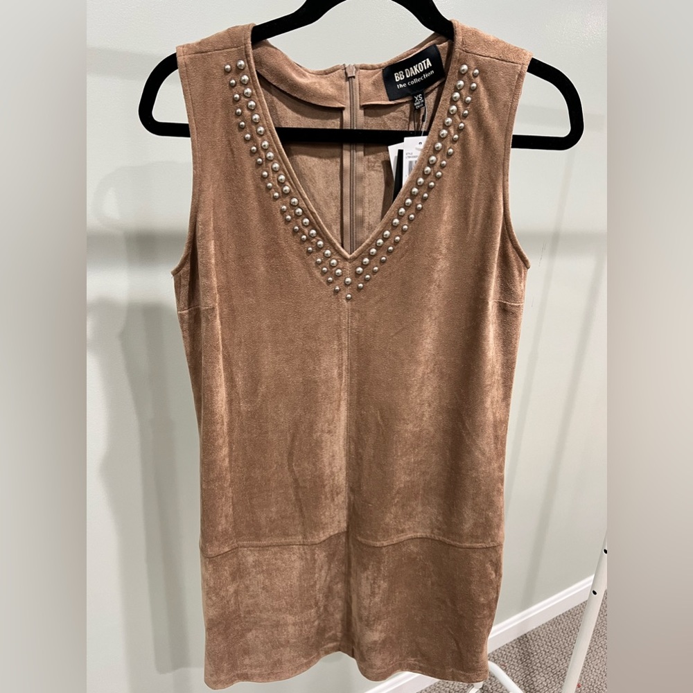 Brown Suede Studded Dress